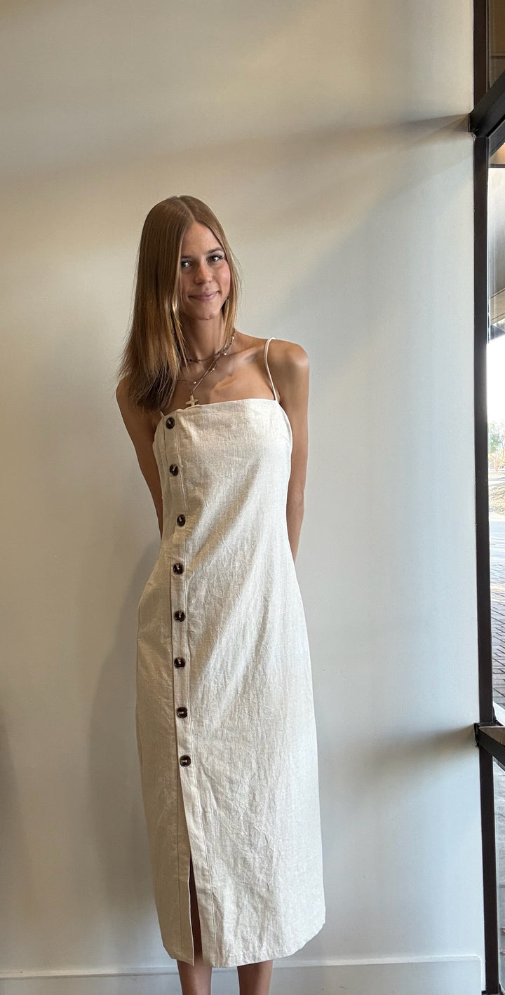 Analyse Button Detail Linen Maxi Dress