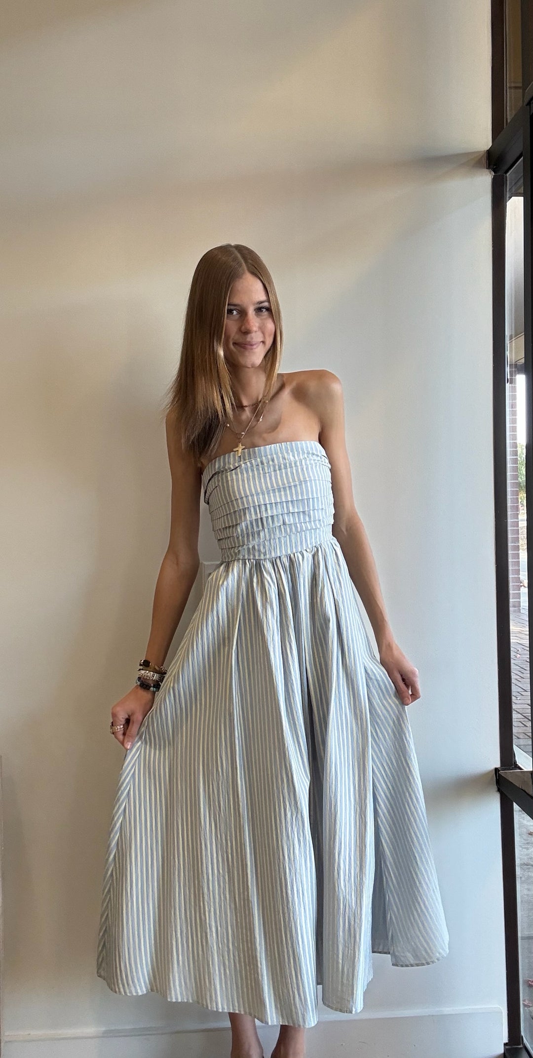 Billie Promenade Stripe Strapless Maxi Dress