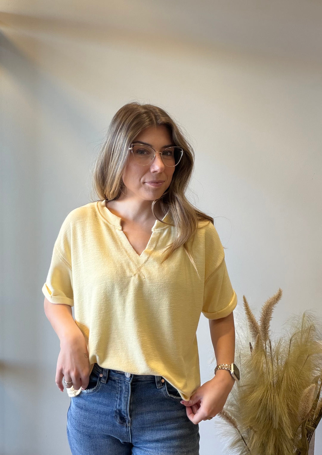 Lyla Rolled Hem Knit Sweater Top