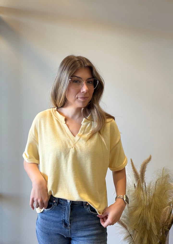 Lyla Rolled Hem Knit Sweater Top