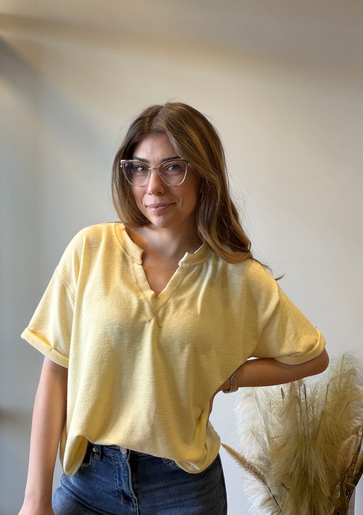 Lyla Rolled Hem Knit Sweater Top