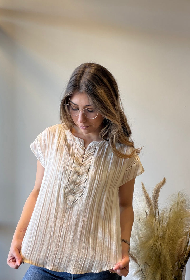 Clare Striped Lace Trim Top