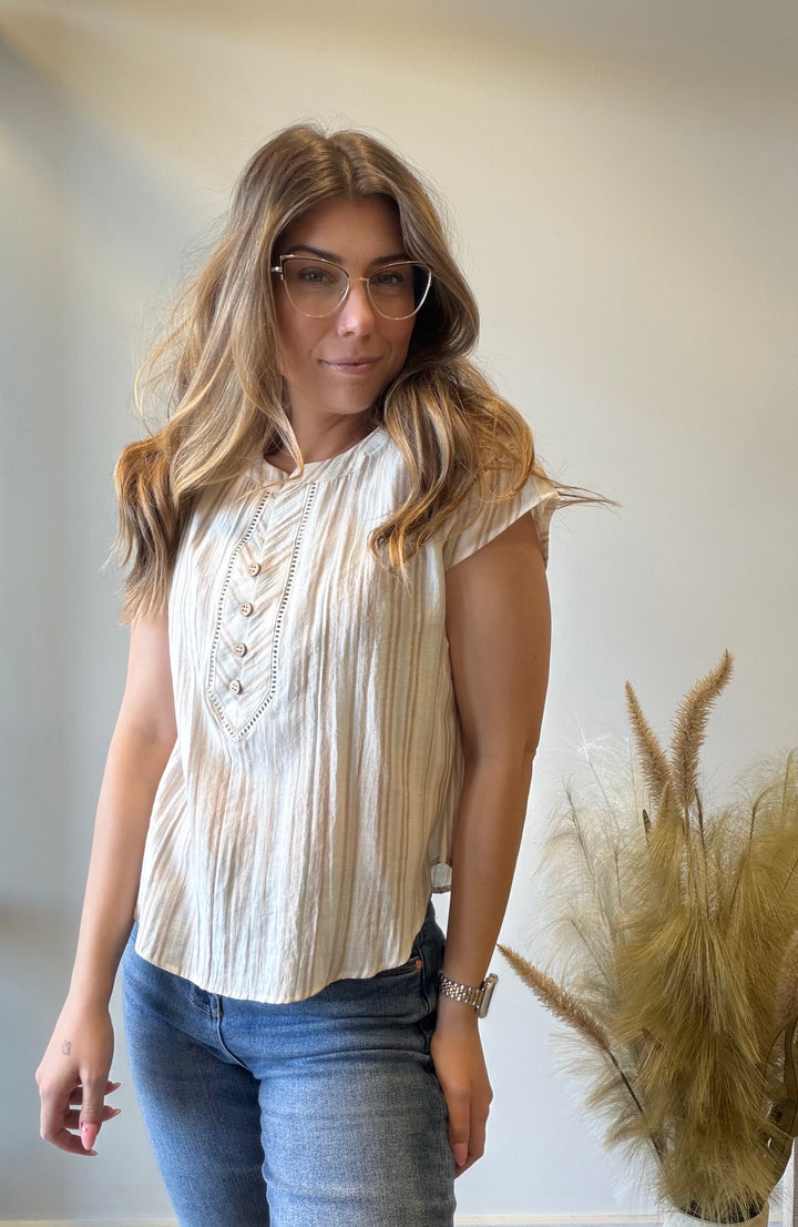 Clare Striped Lace Trim Top