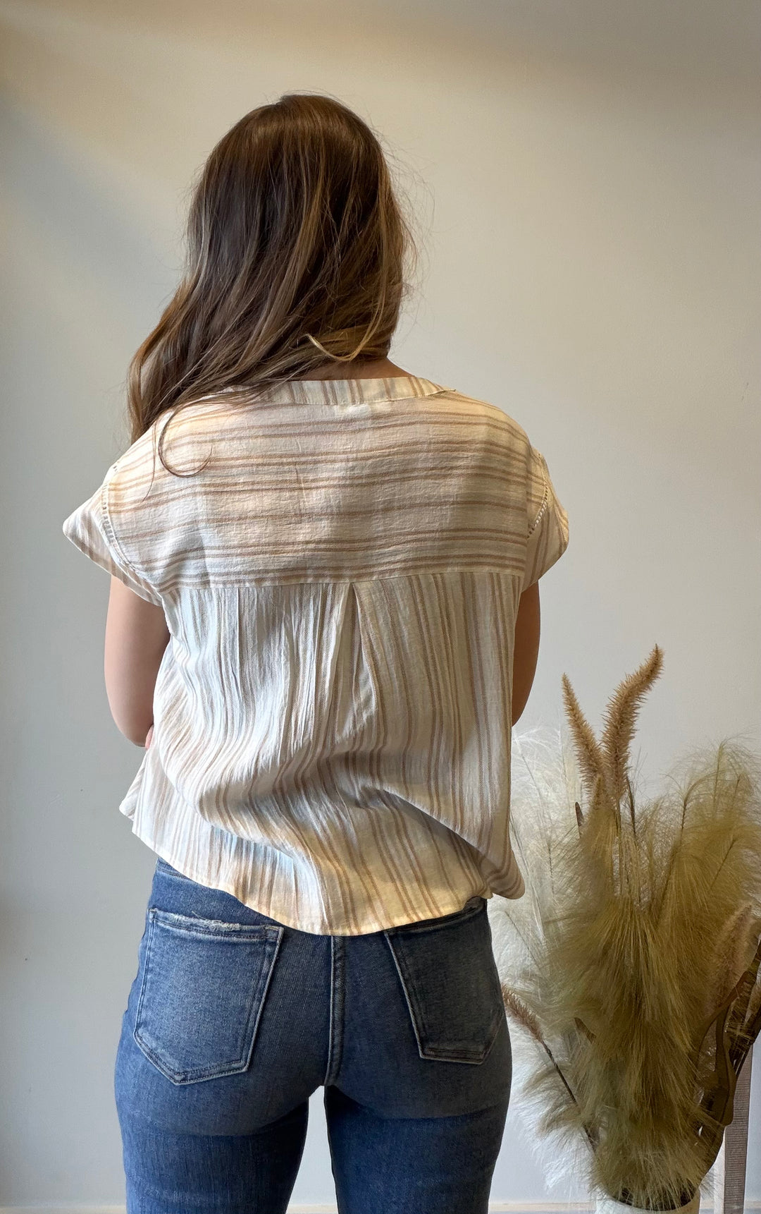 Clare Striped Lace Trim Top