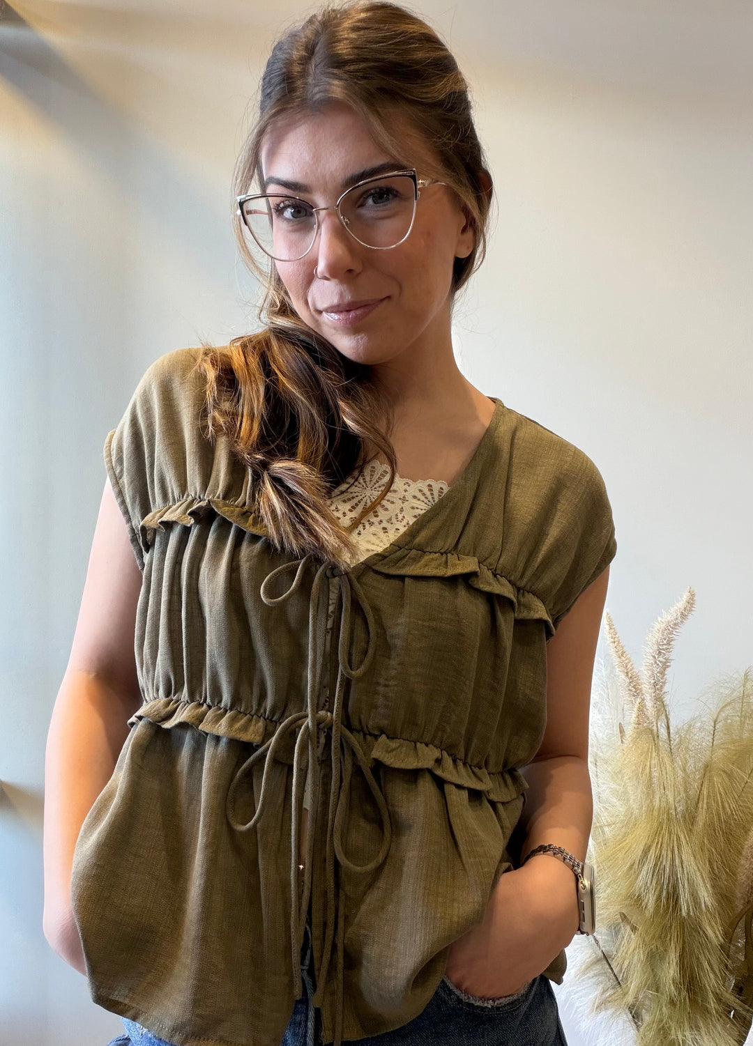 Allyson Tie Front Bow Blouse