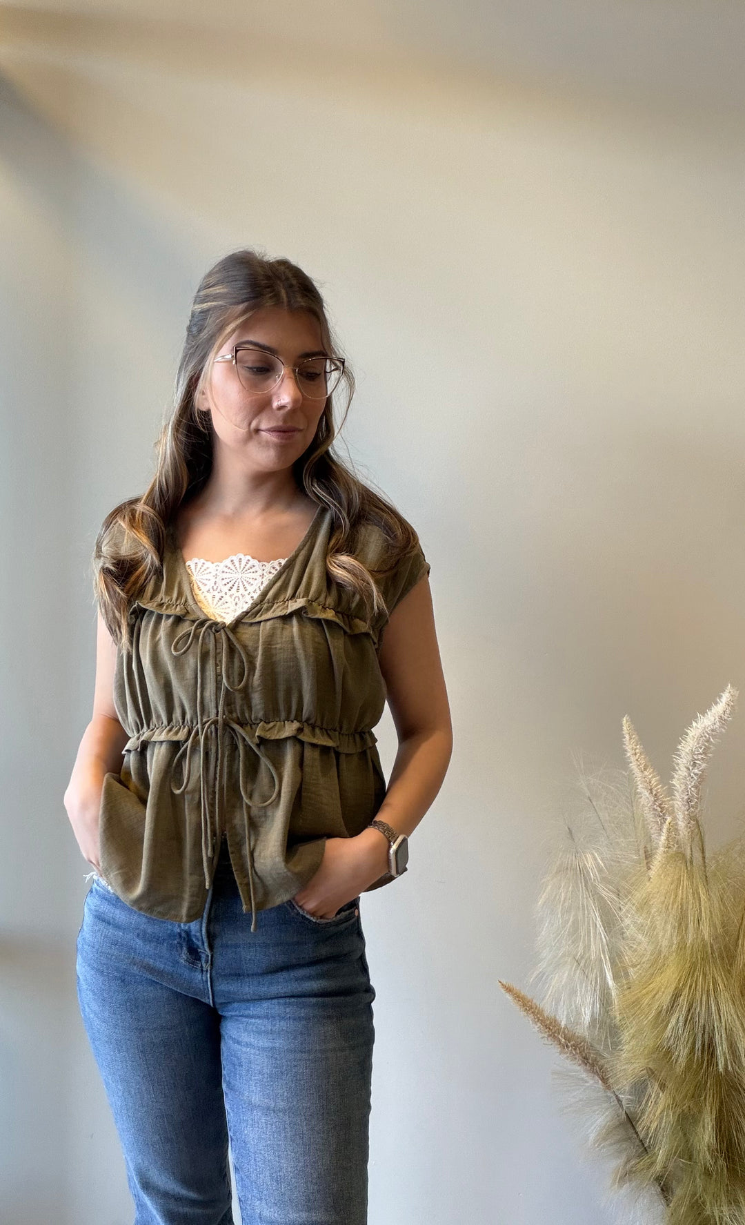 Allyson Tie Front Bow Blouse