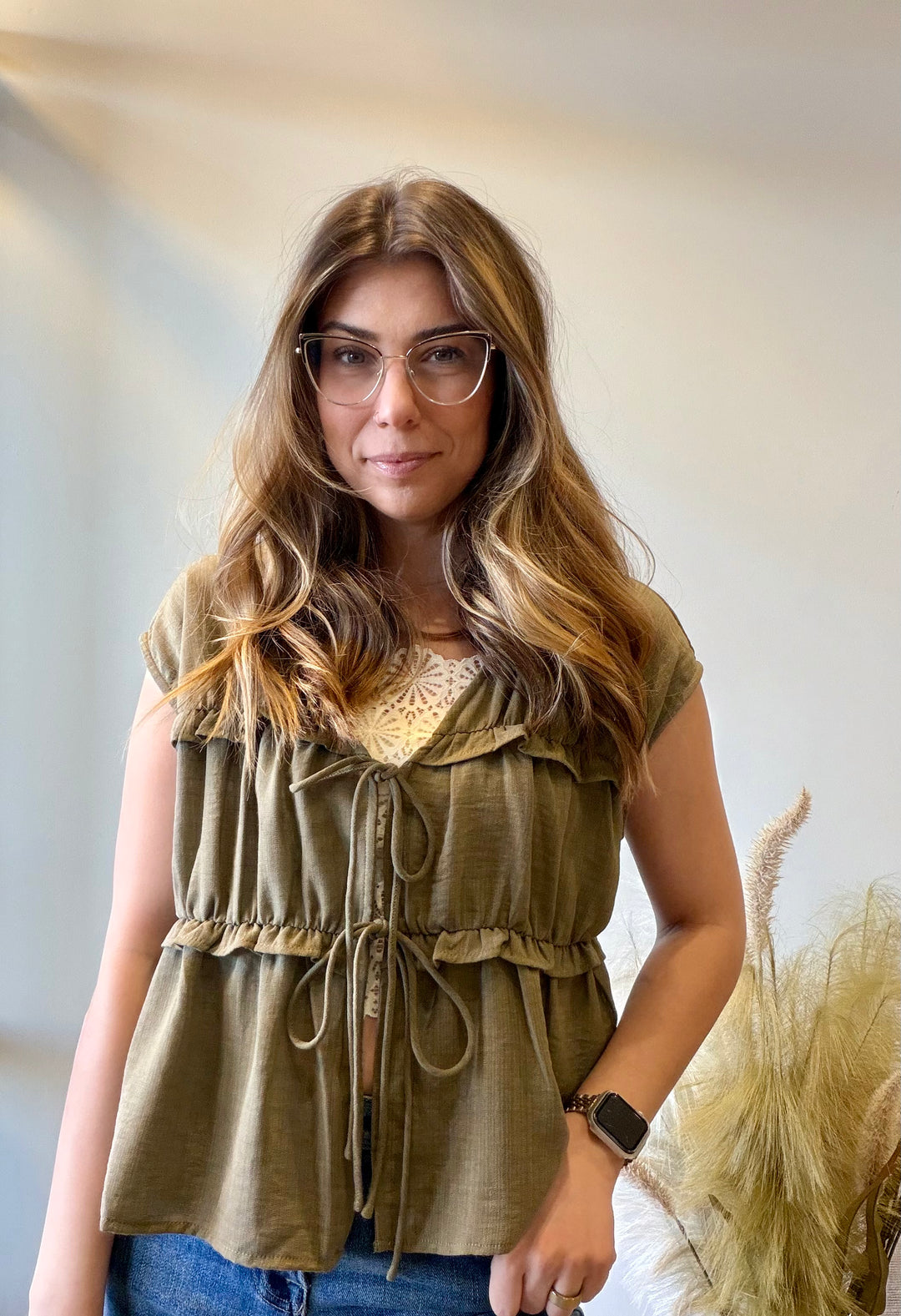 Allyson Tie Front Bow Blouse