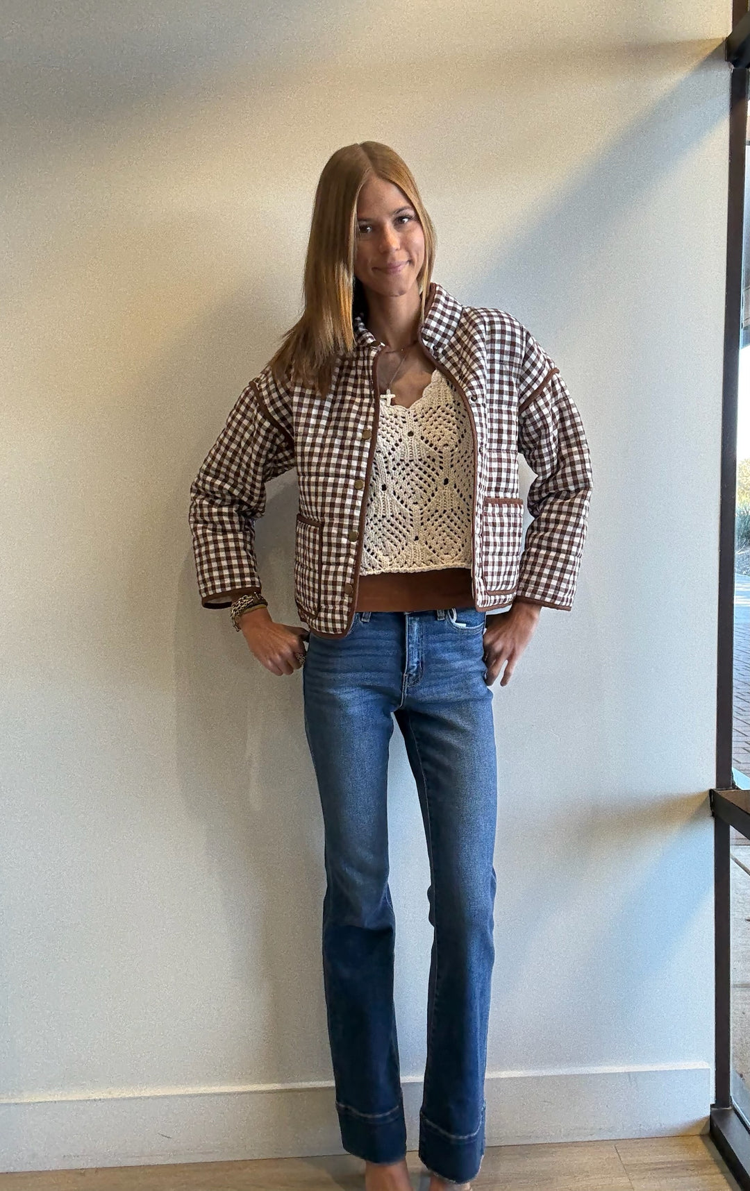 Rachel Gingham Button Jacket