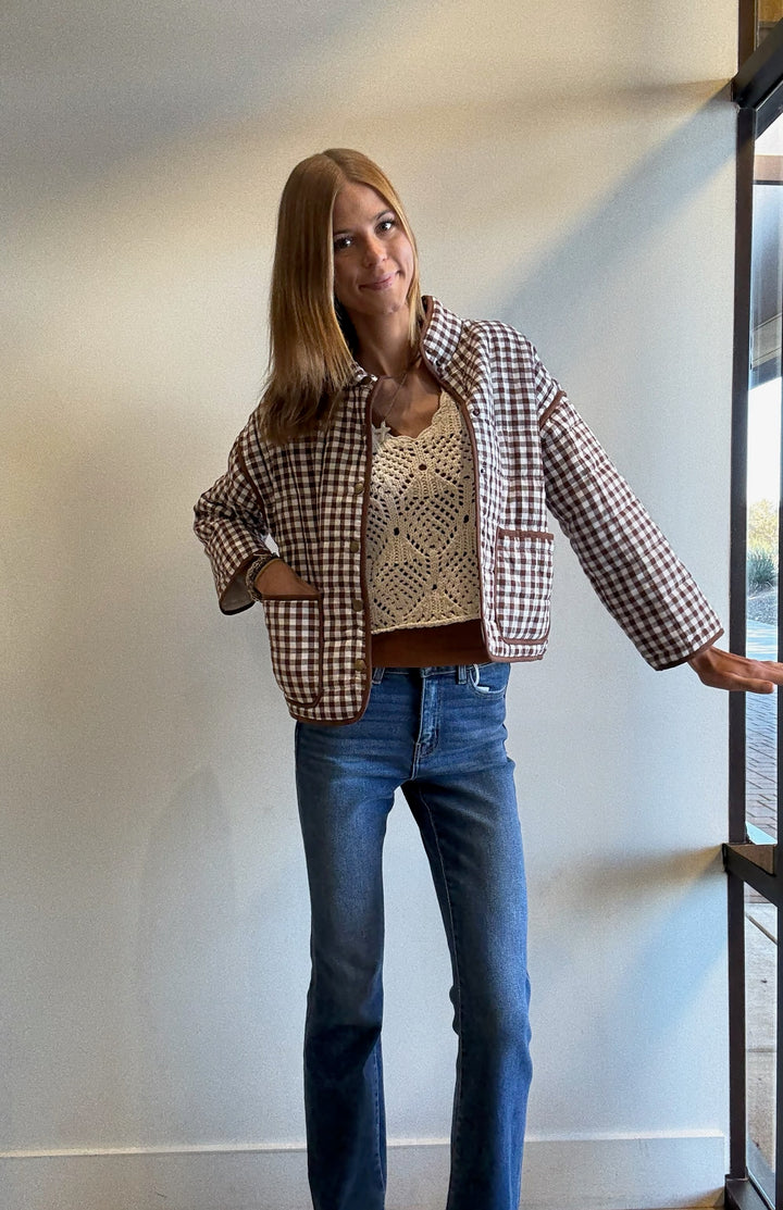 Rachel Gingham Button Jacket
