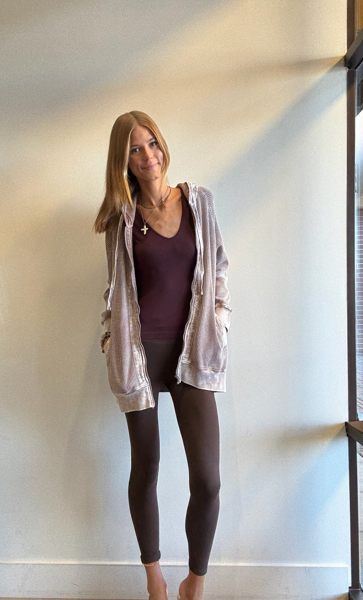 Cara Mineral-Washed Hooded Zip up Jacket