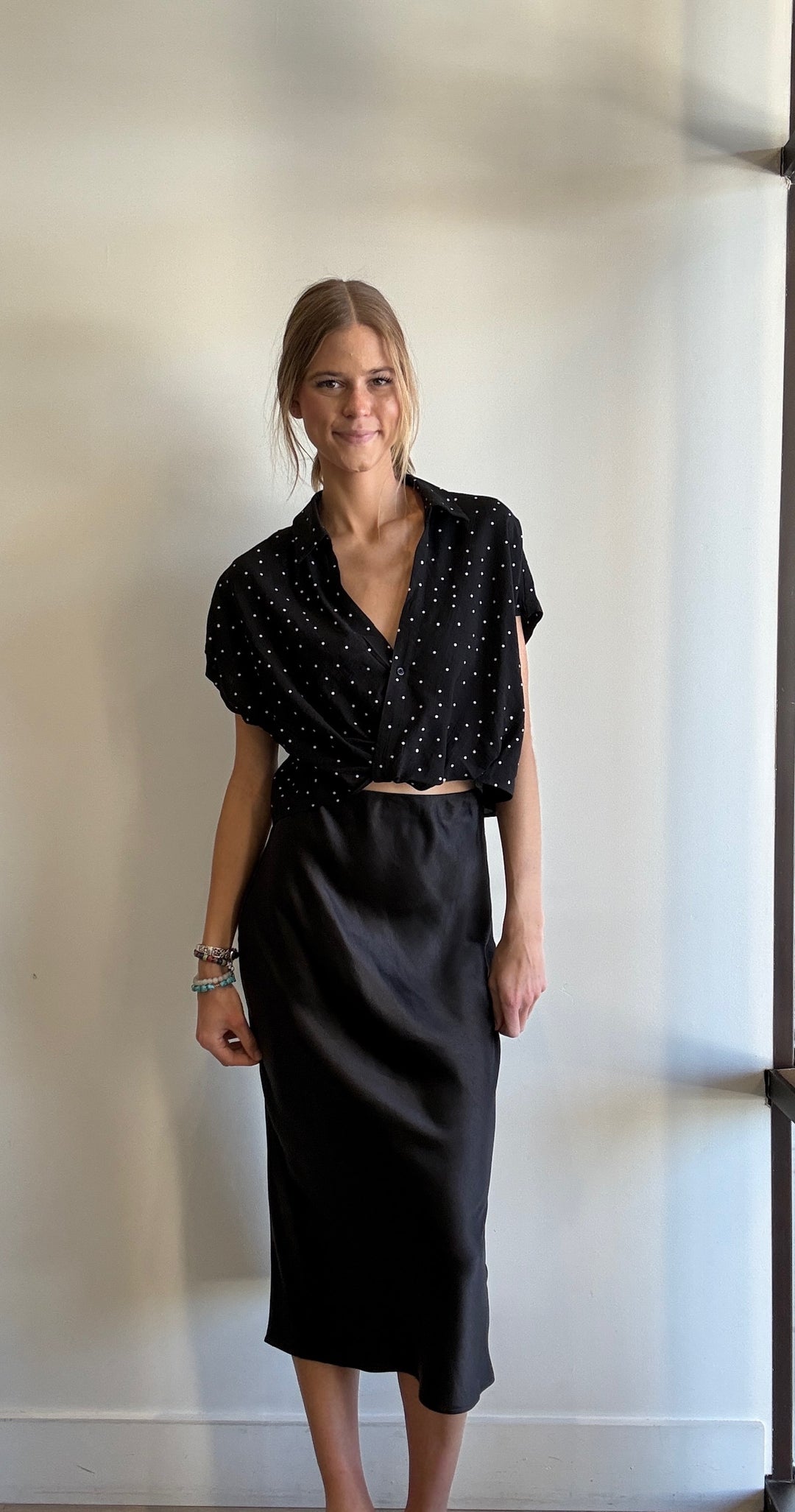 Eliza Cross Over Polka Dot Top
