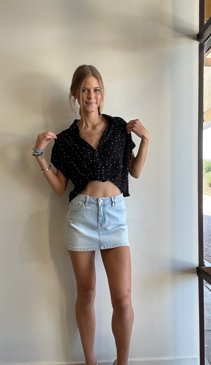 Austyn Light Wash Mini Denim Skirt