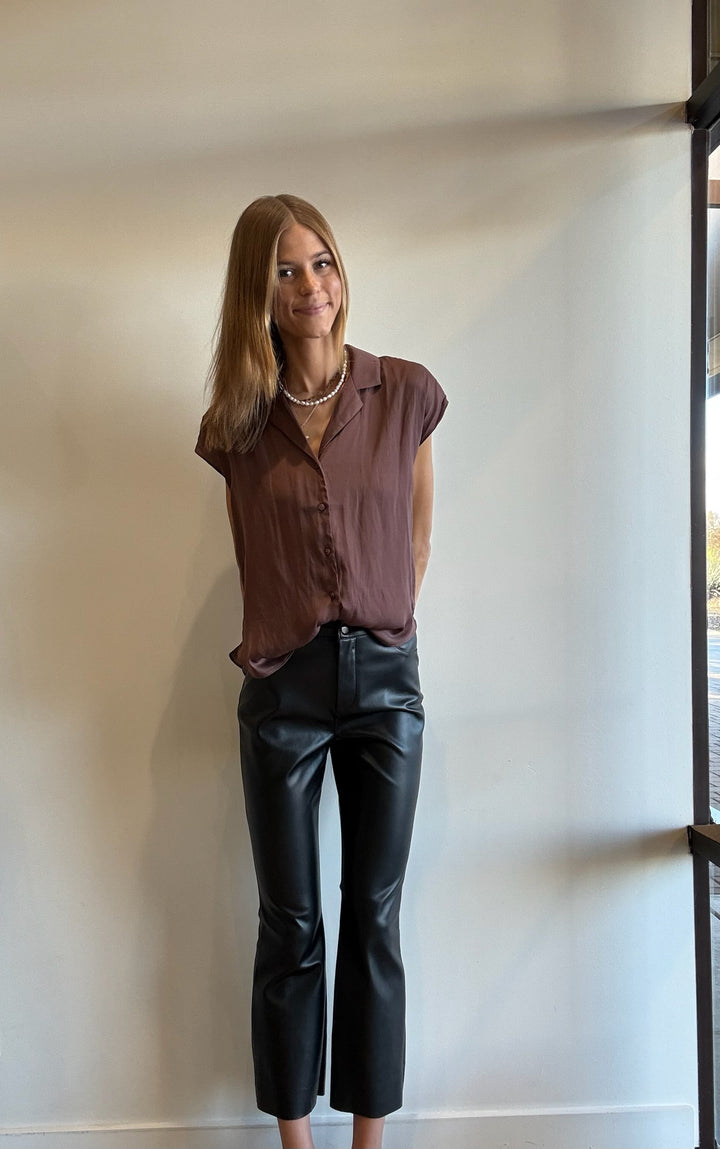 Audryn Button Down Cap Sleeve Top