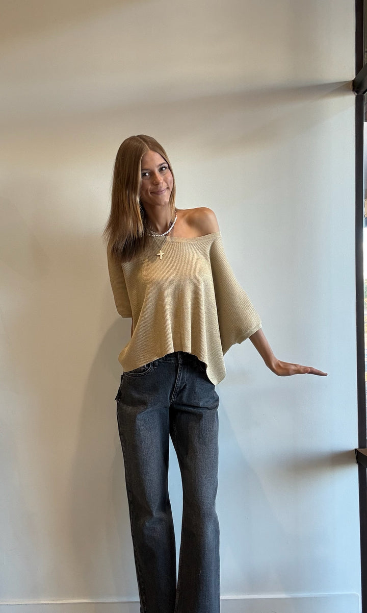 Mika Gold Shimmer Boxy Top