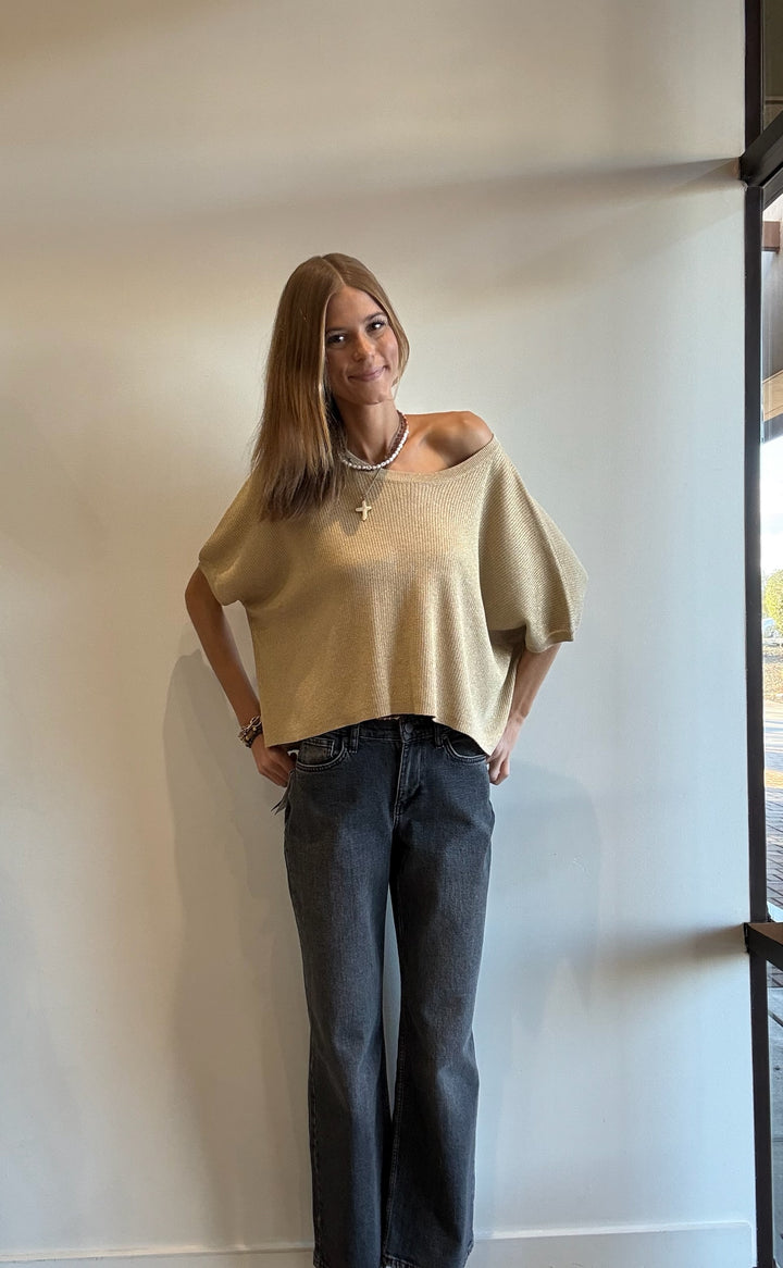 Mika Gold Shimmer Boxy Top
