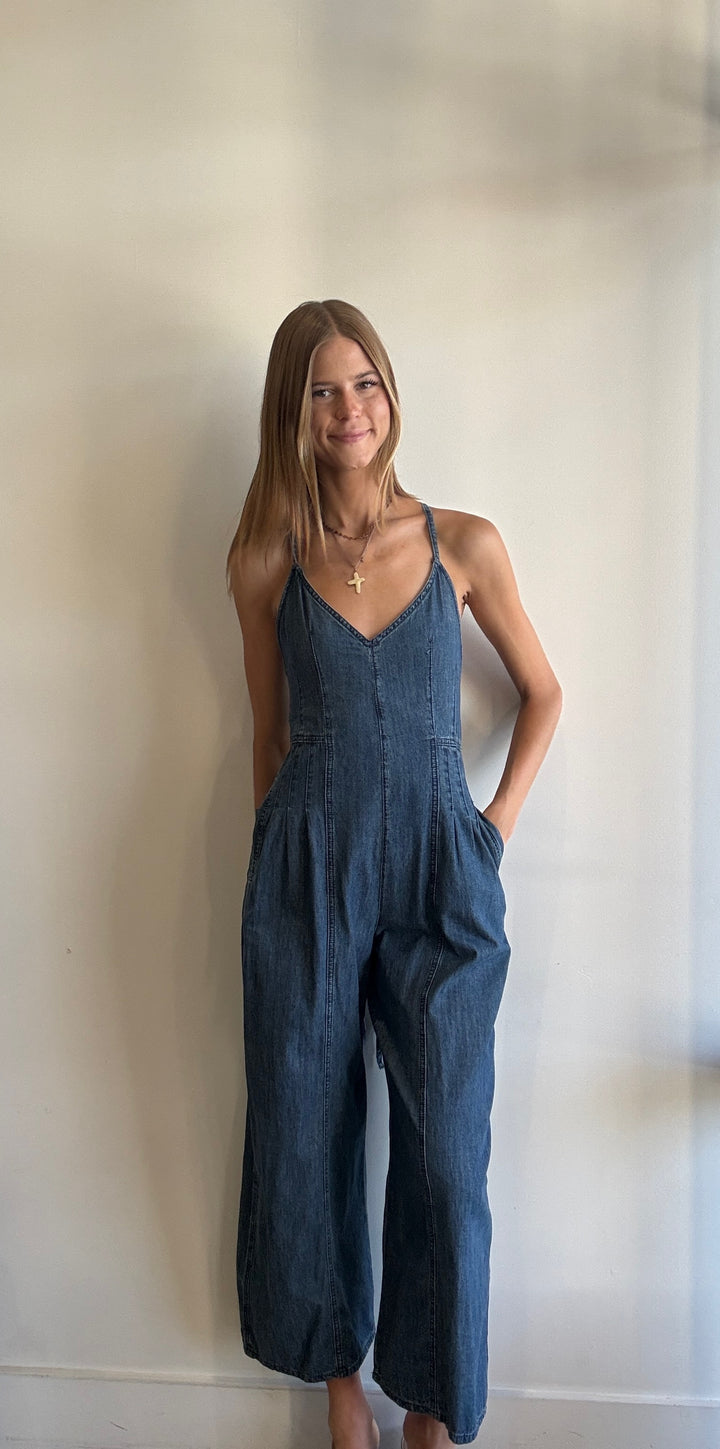 Keely Denim Strappy Jumpsuit