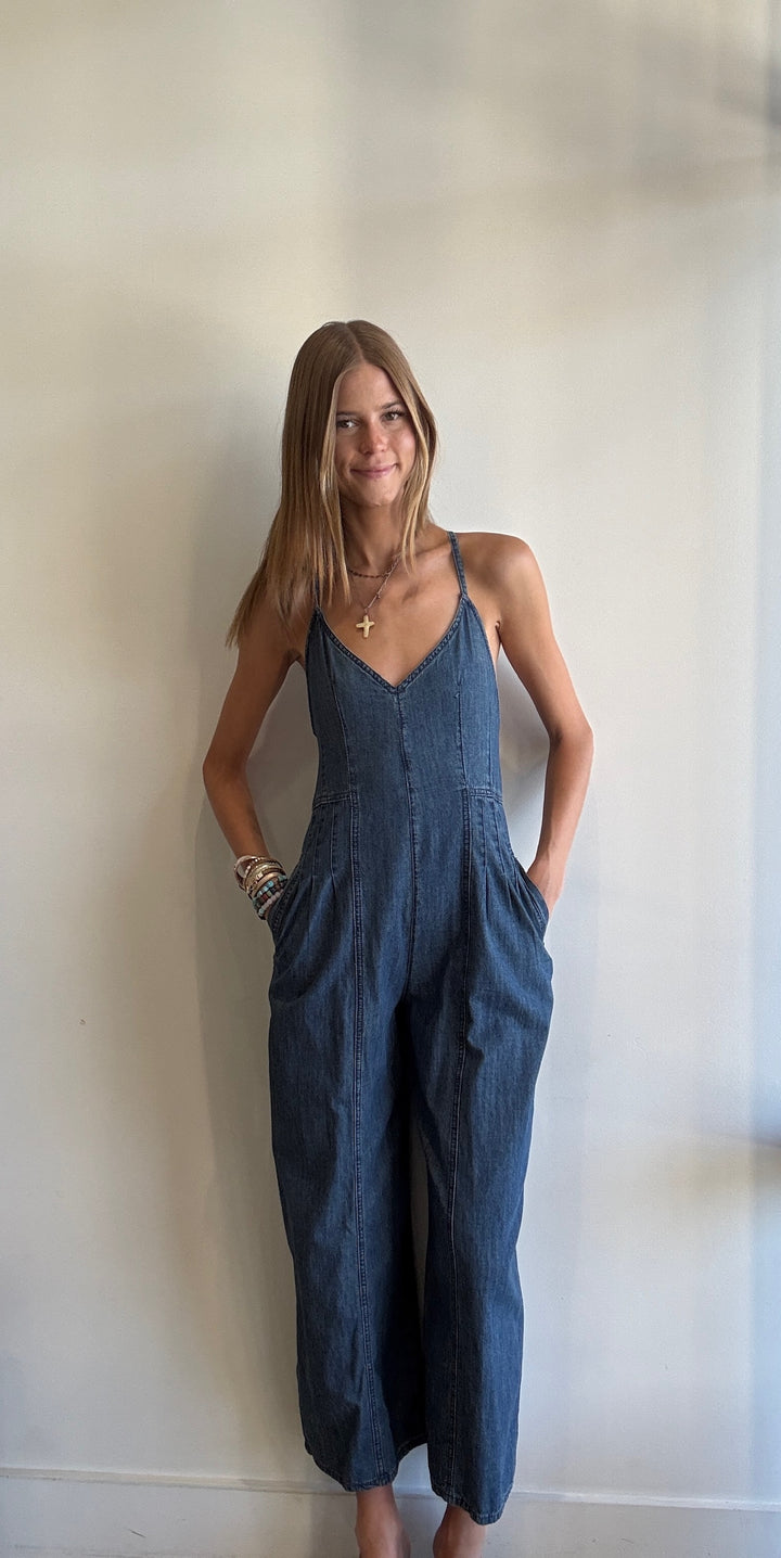 Keely Denim Strappy Jumpsuit