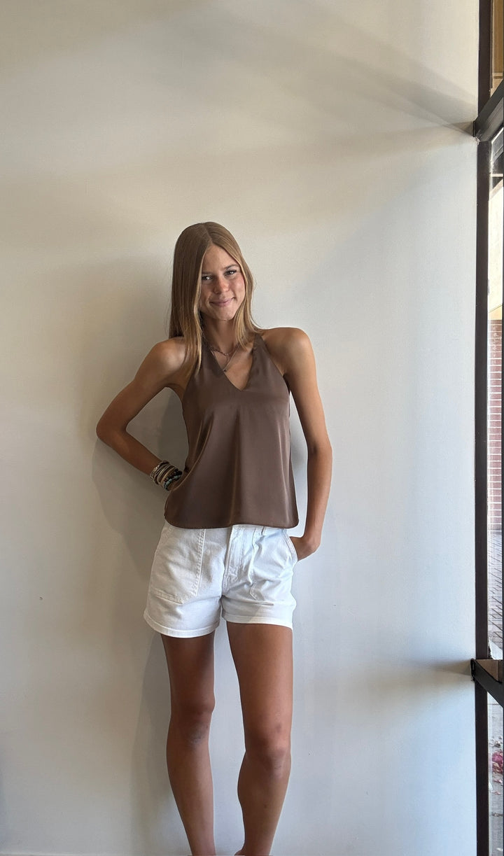 Celia Satin Strappy Flow Top