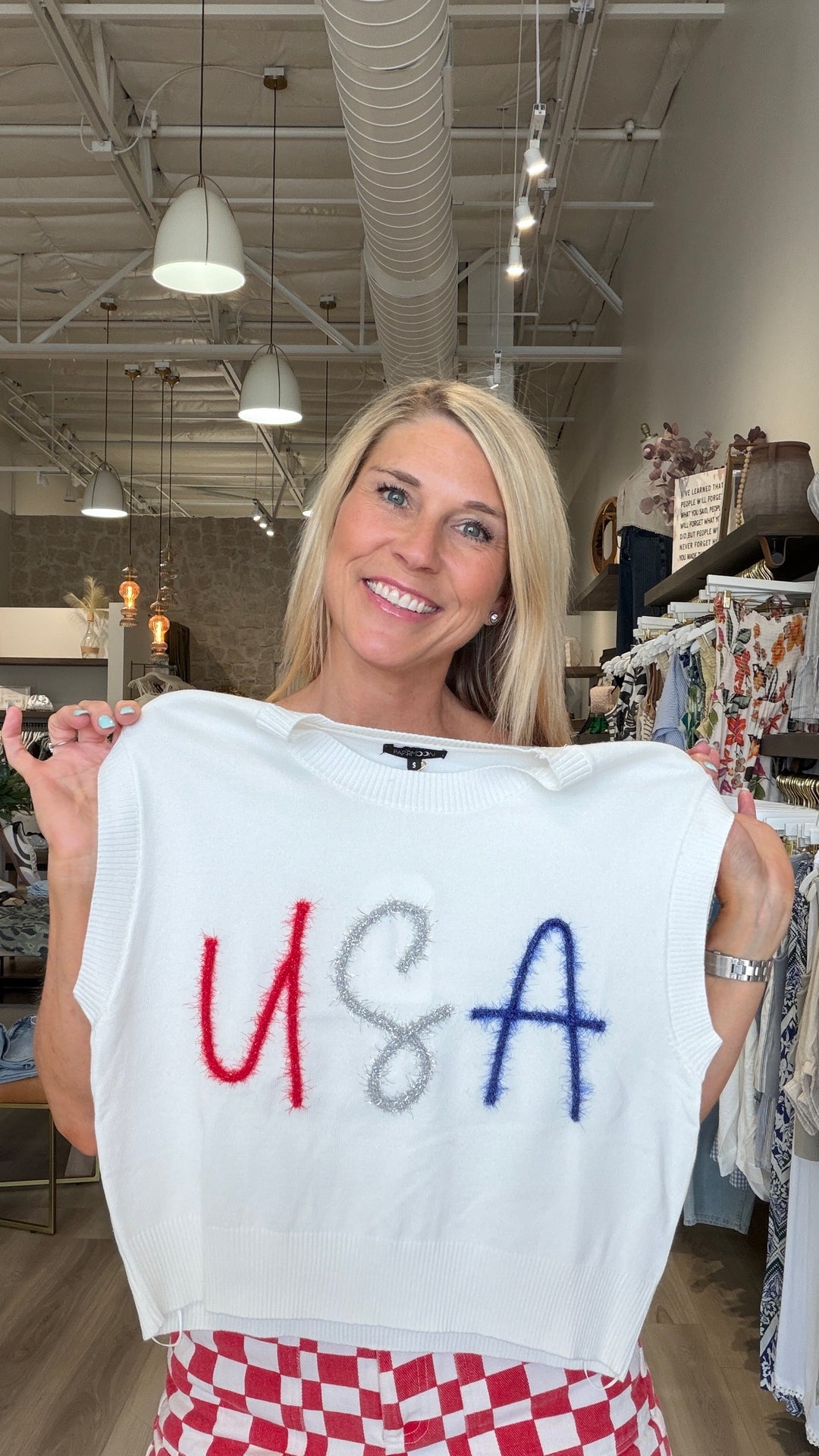 USA Fuzzy Knit Crop Sweater