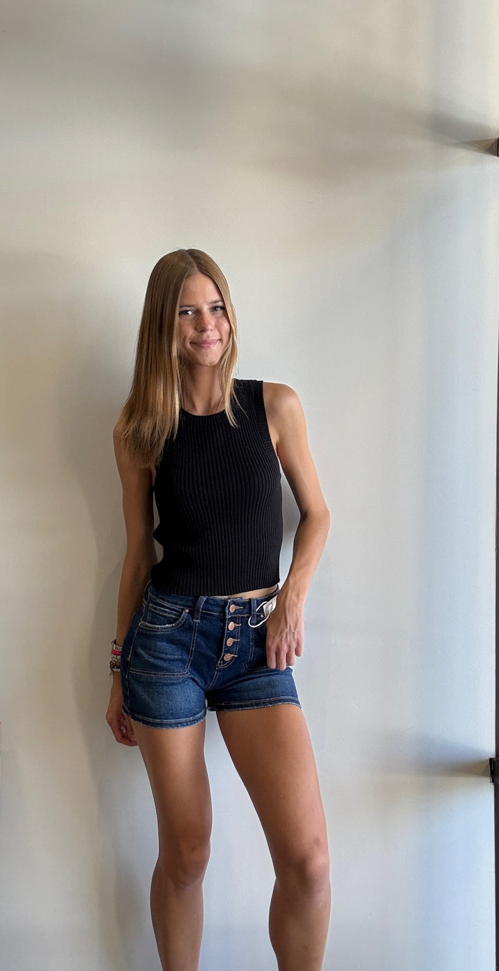 The Allyson Patch Pocket Button Front Denim Short