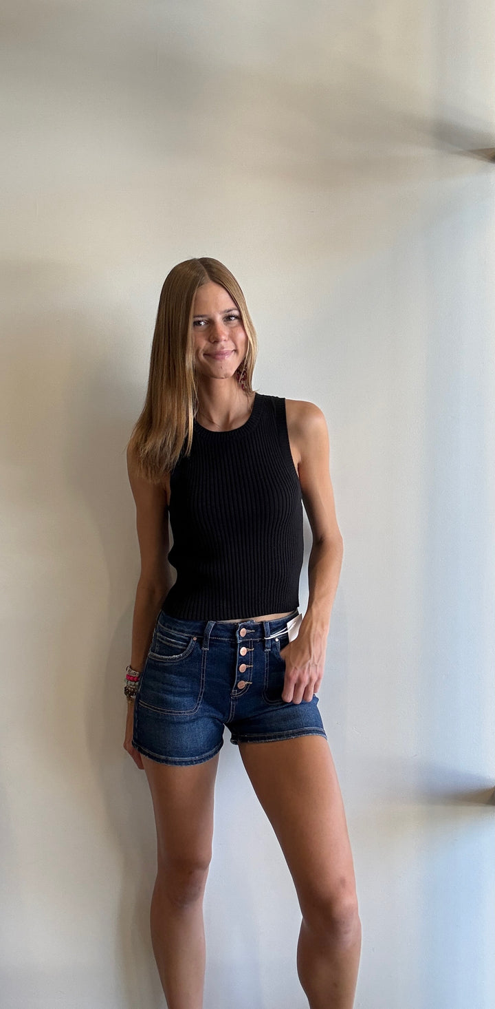 The Allyson Patch Pocket Button Front Denim Short
