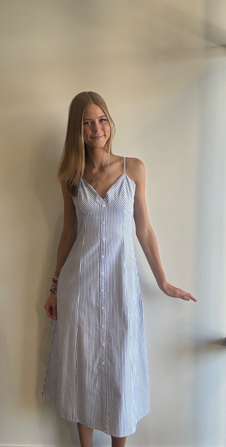 Libby Stripe Button Front Maxi Dress