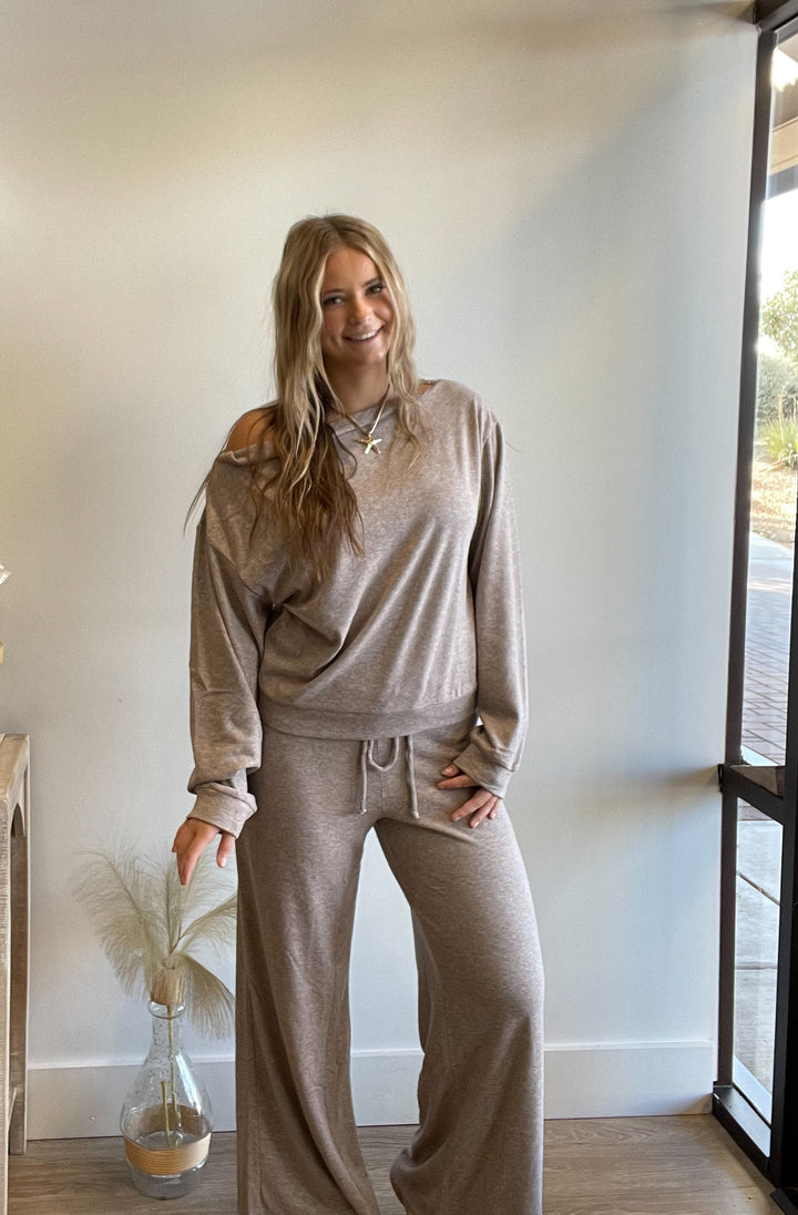 Lydia Elevated Cowl Neck Cozy Top Pant Lounge Set