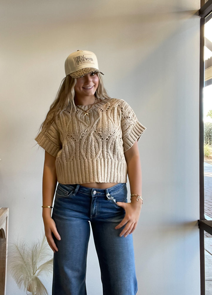 Molly Crochet Knit S/S Sweater Top
