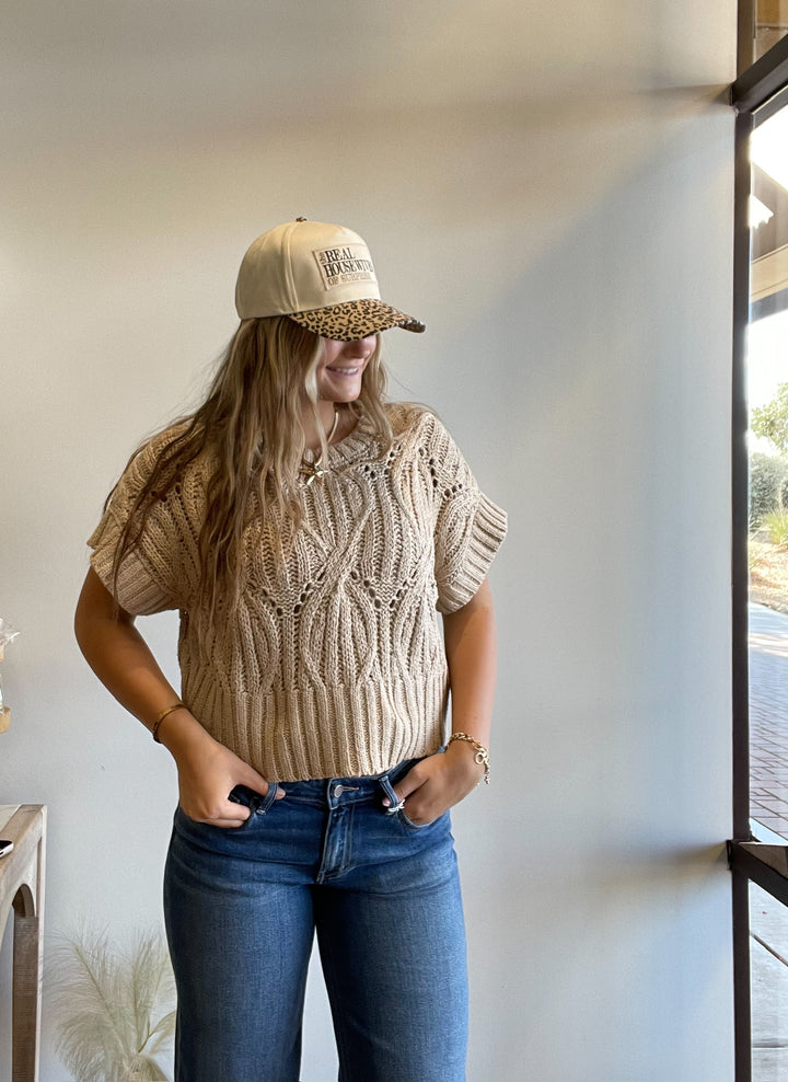 Molly Crochet Knit S/S Sweater Top