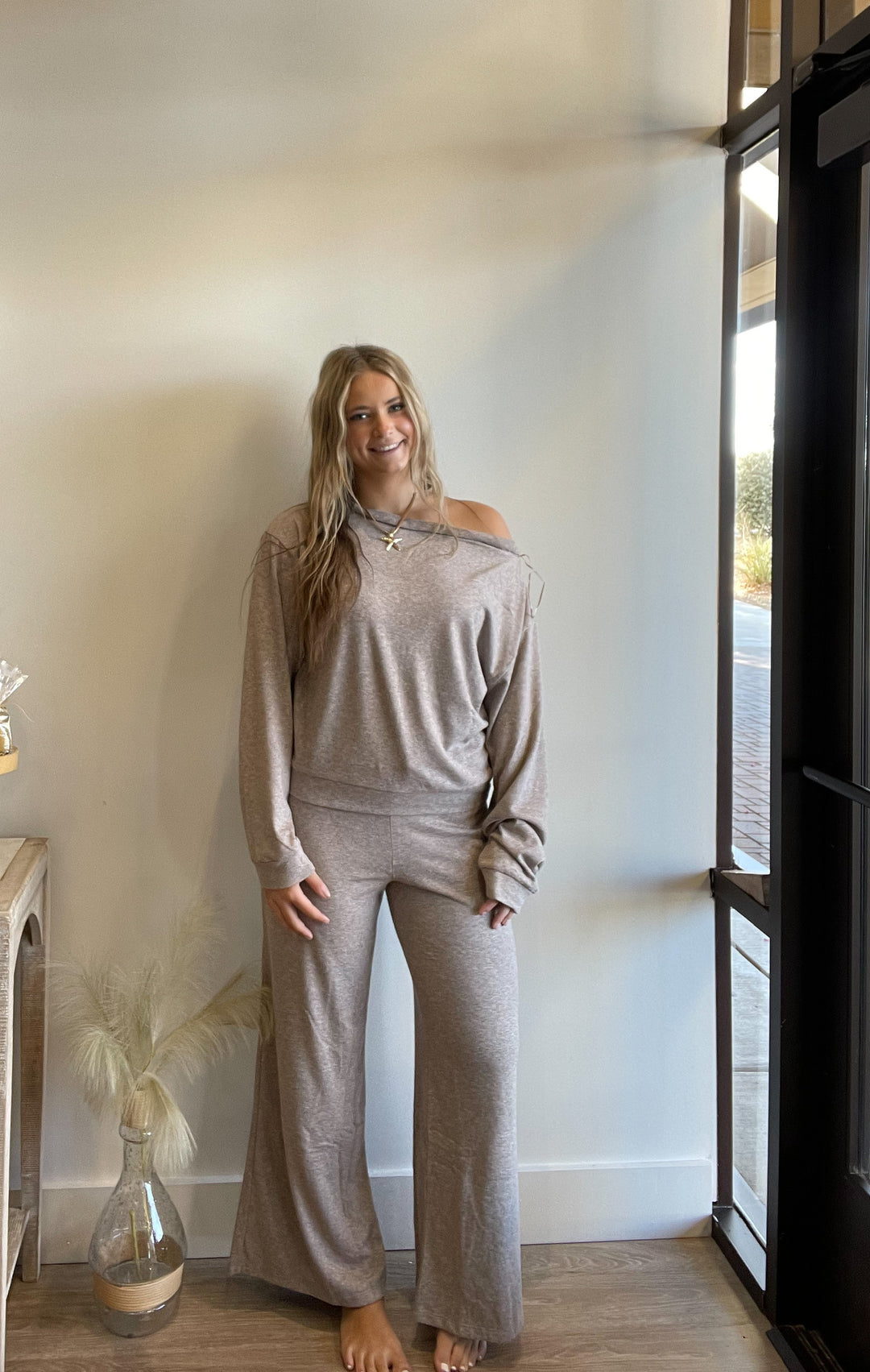 Lydia Elevated Cowl Neck Cozy Top Pant Lounge Set
