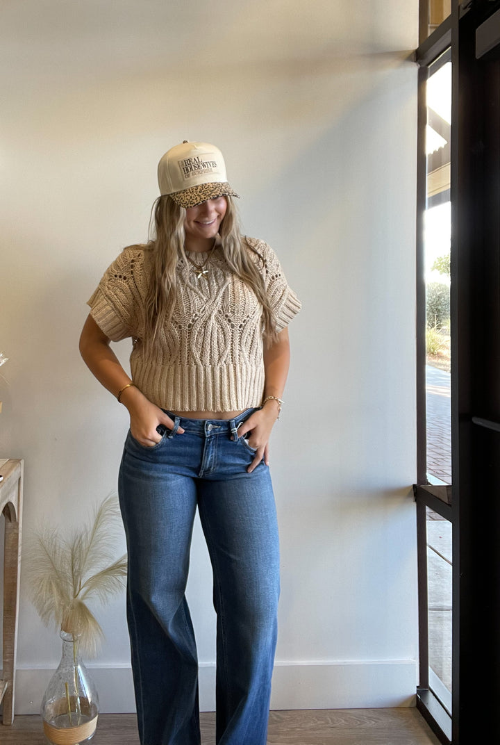 Molly Crochet Knit S/S Sweater Top