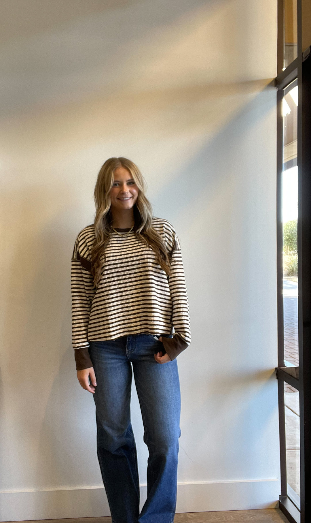 Ellie Open Back Waffle Knit L/S Top