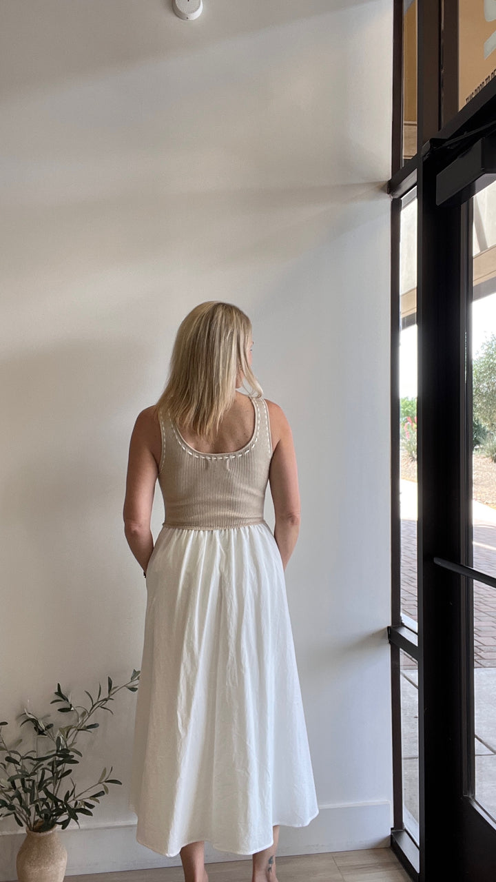 Summer Ribbed Tank Cotton Skirt Combo Dress