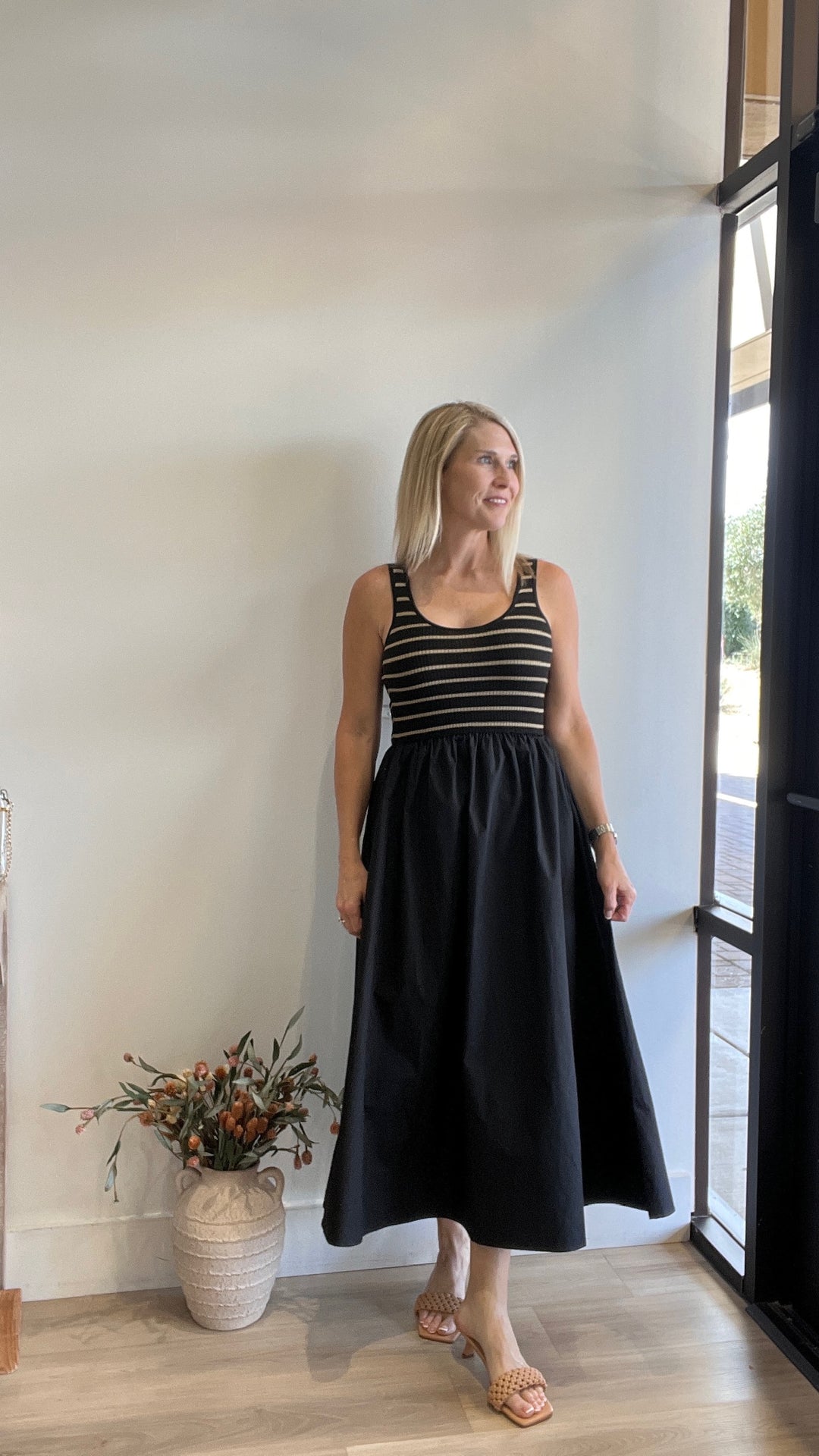 Marilyn Striped Tank Solid Skirt Maxi Dress
