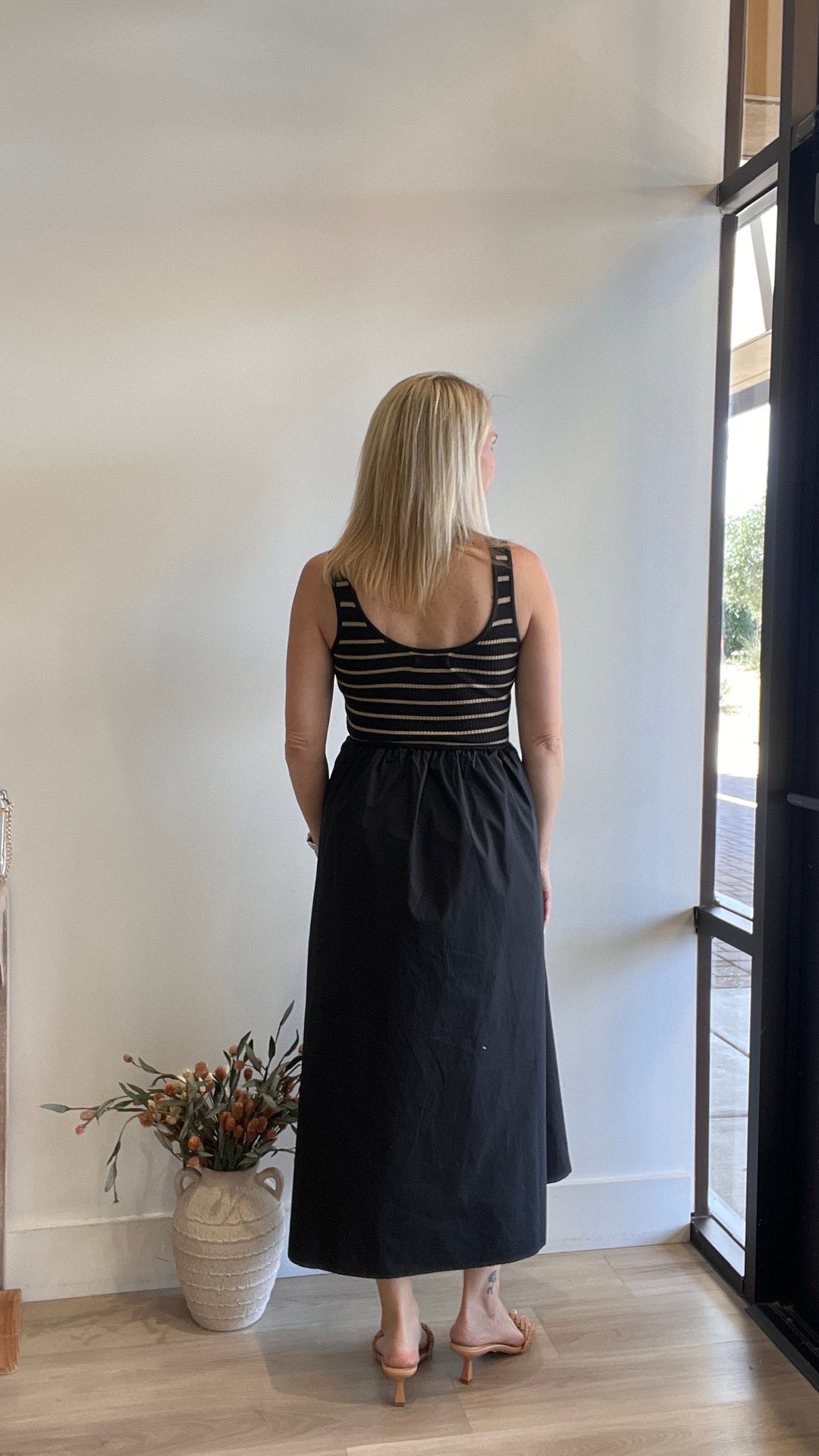 Marilyn Striped Tank Solid Skirt Maxi Dress