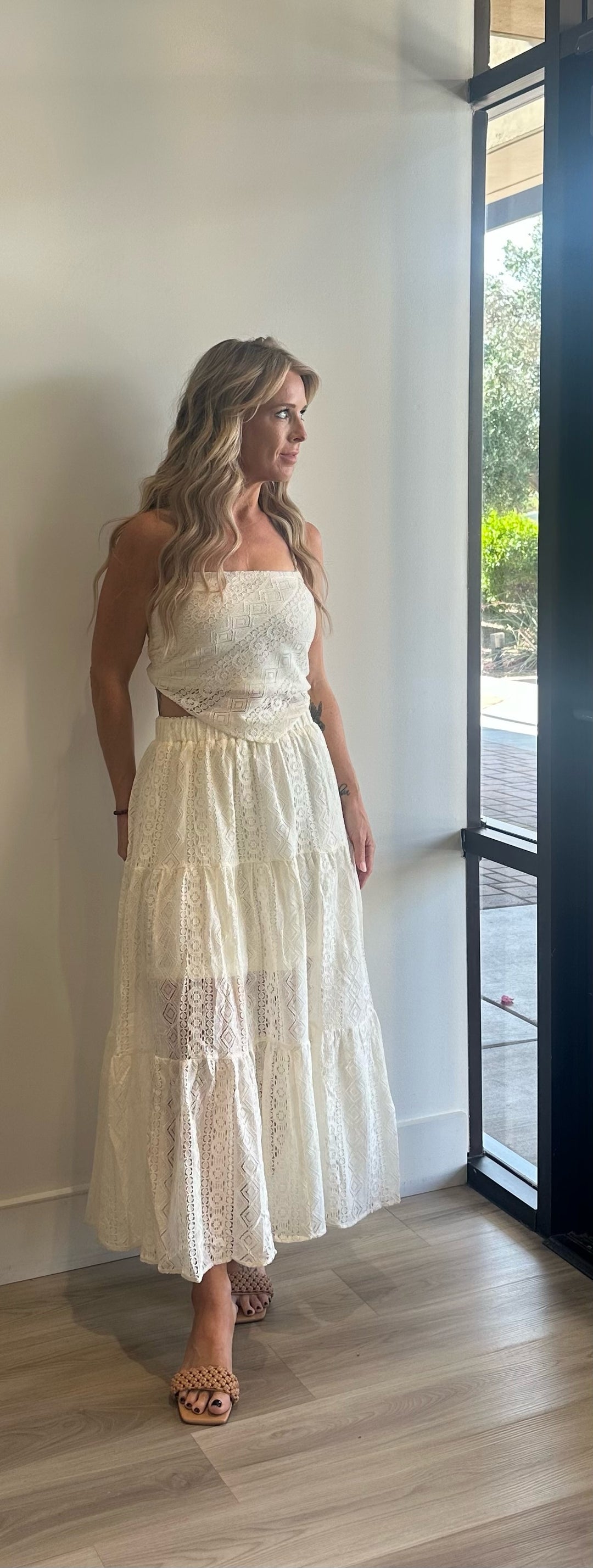 Dimi Crochet Lace Maxi Skirt Set