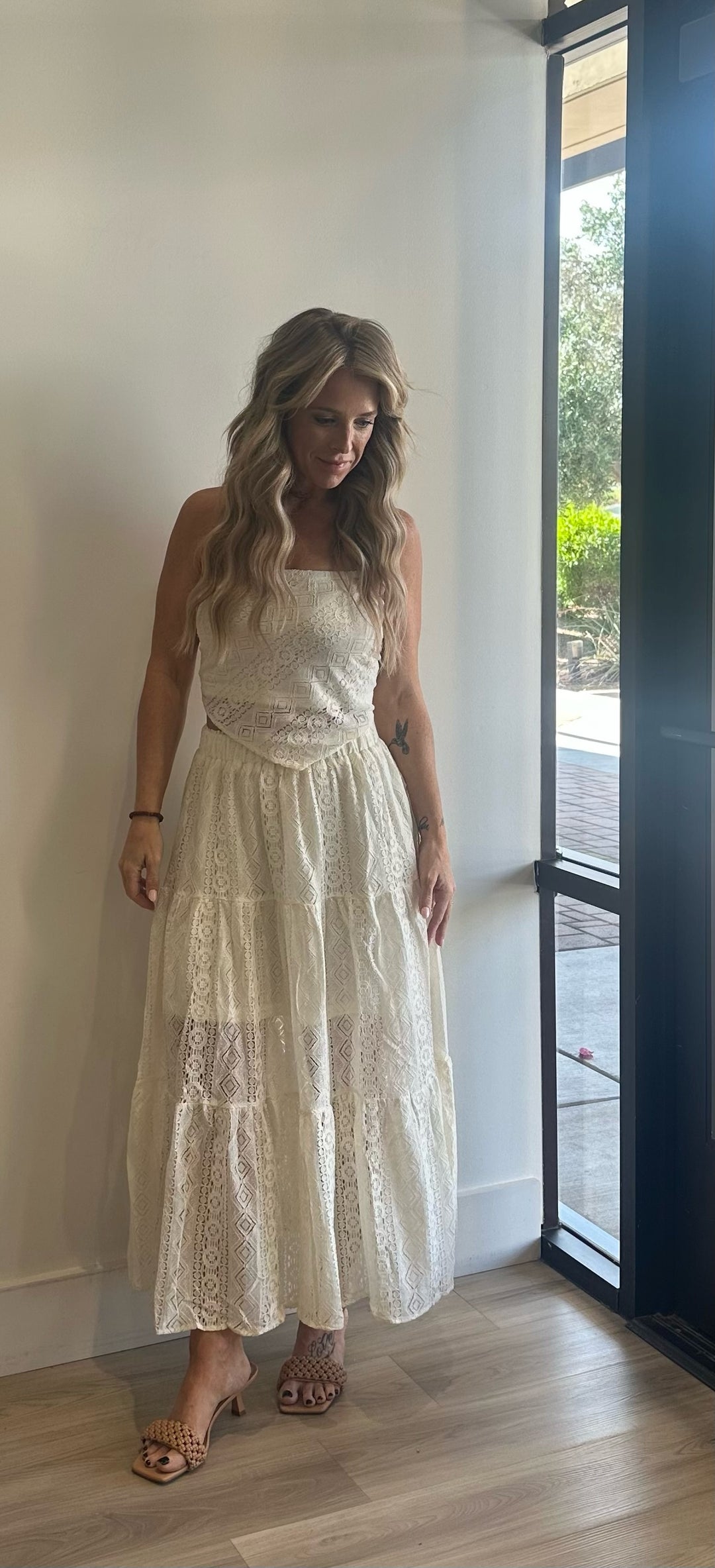 Dimi Crochet Lace Maxi Skirt Set