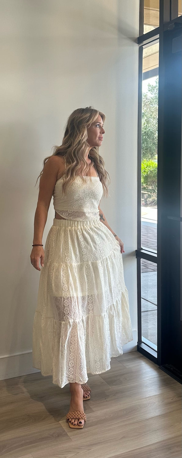Dimi Crochet Lace Maxi Skirt Set