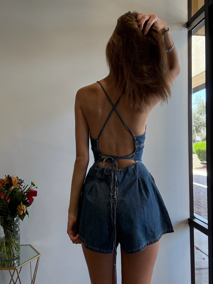 Marli Strappy Back Denim Romper
