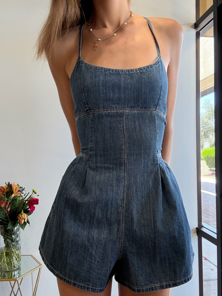 Marli Strappy Back Denim Romper
