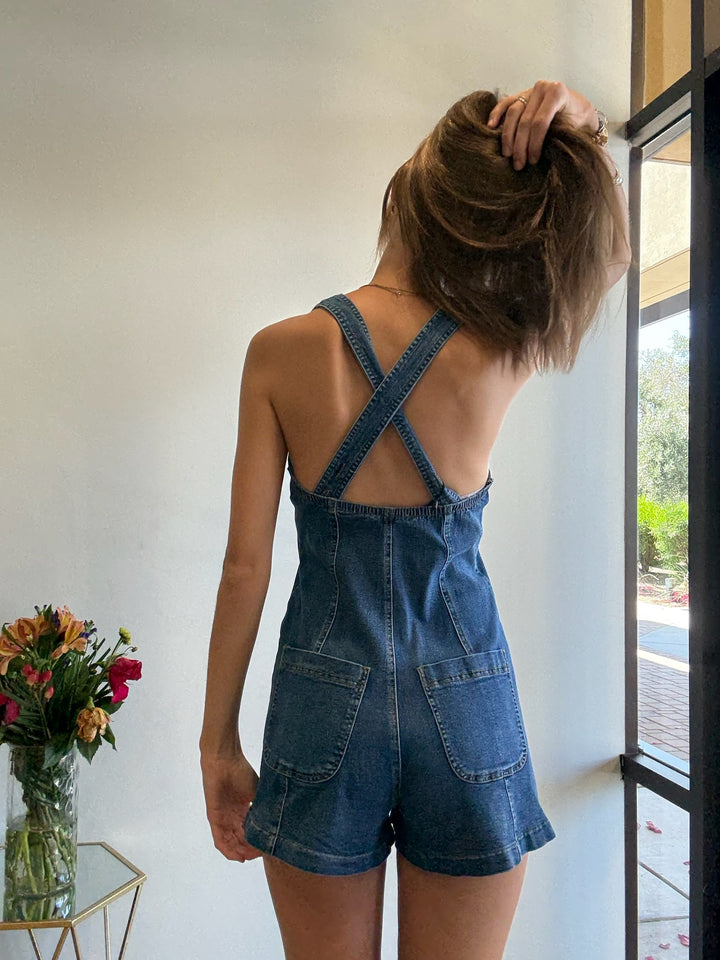 Dolly Button Front DenimRomper