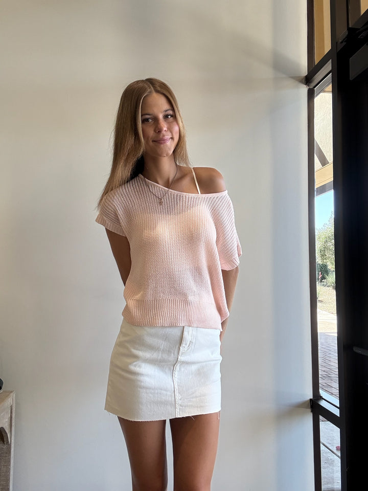 Kita Mesh Baby Pink Short Sleeve Top