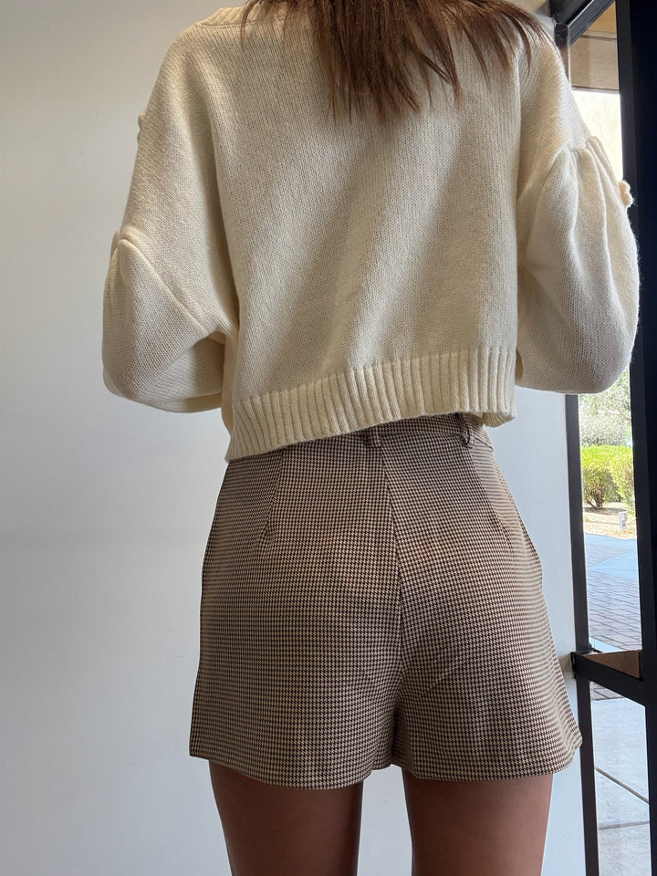 Jillyn Houndstooth Front Slit Short