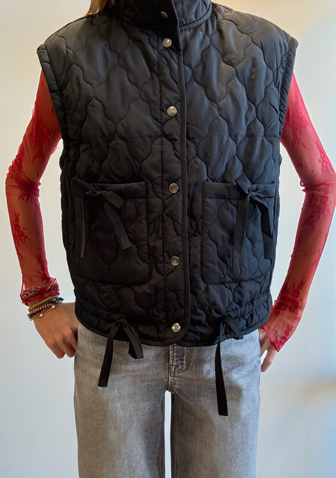 Claudia Bow Pocket Puffer Vest