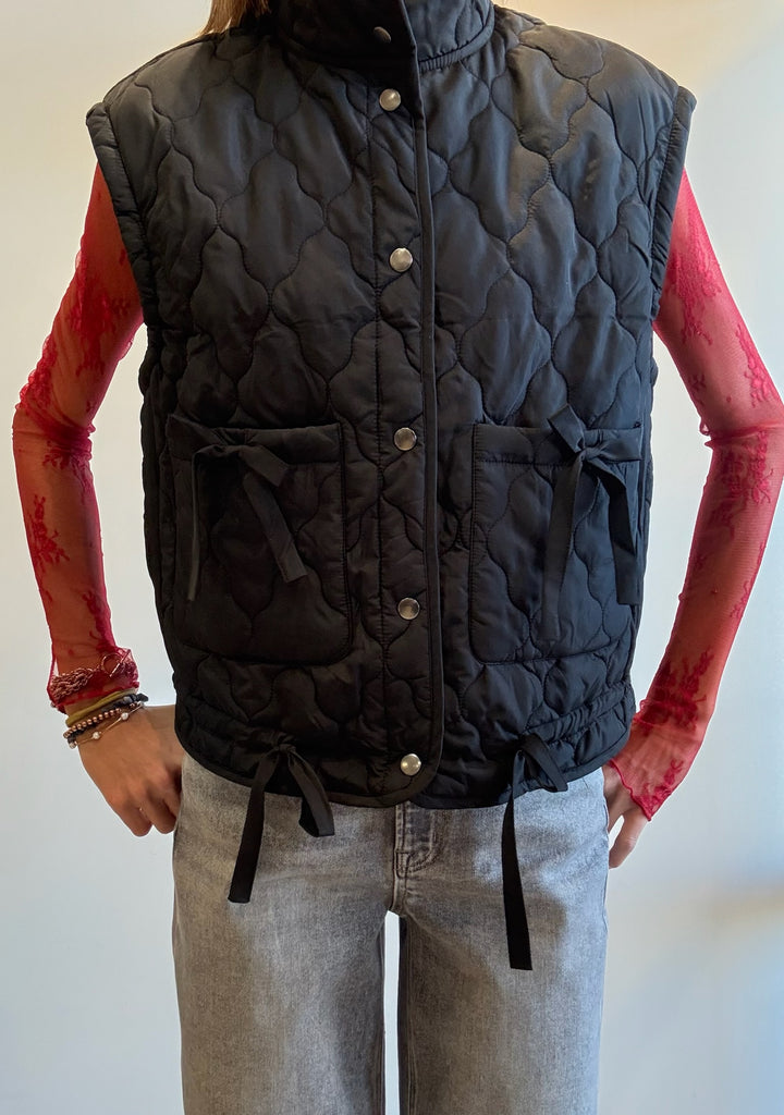Claudia Bow Pocket Puffer Vest