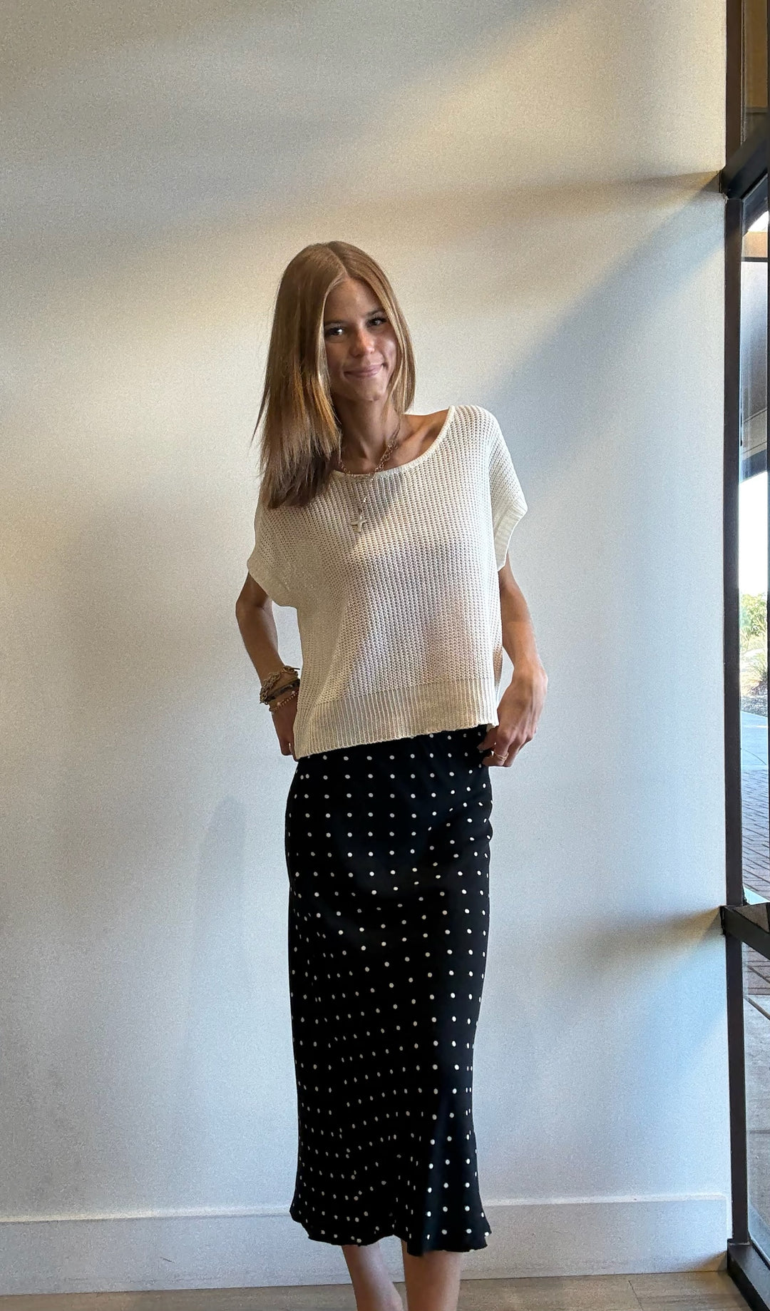 Lily Mesh Knit Cap Sleeve Top