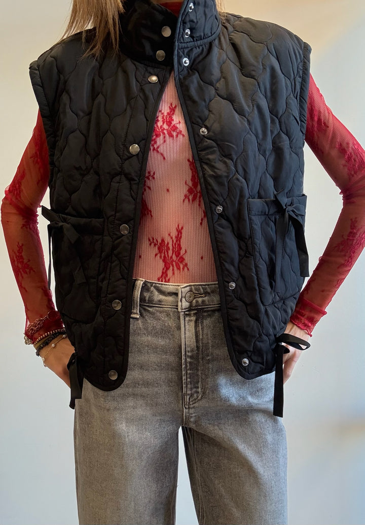 Claudia Bow Pocket Puffer Vest