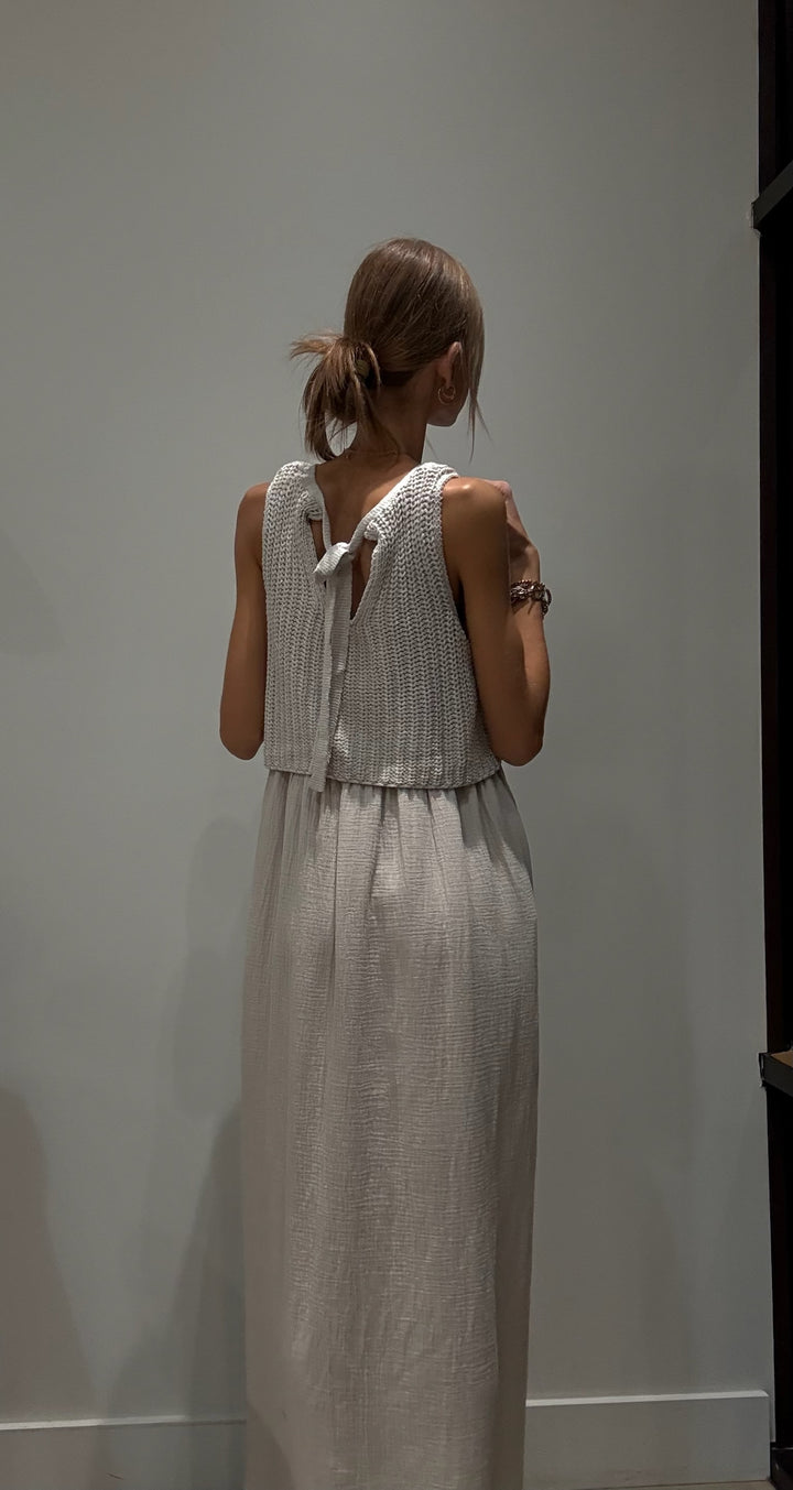 Misty Knit Sweater Round Neck Midi Dress