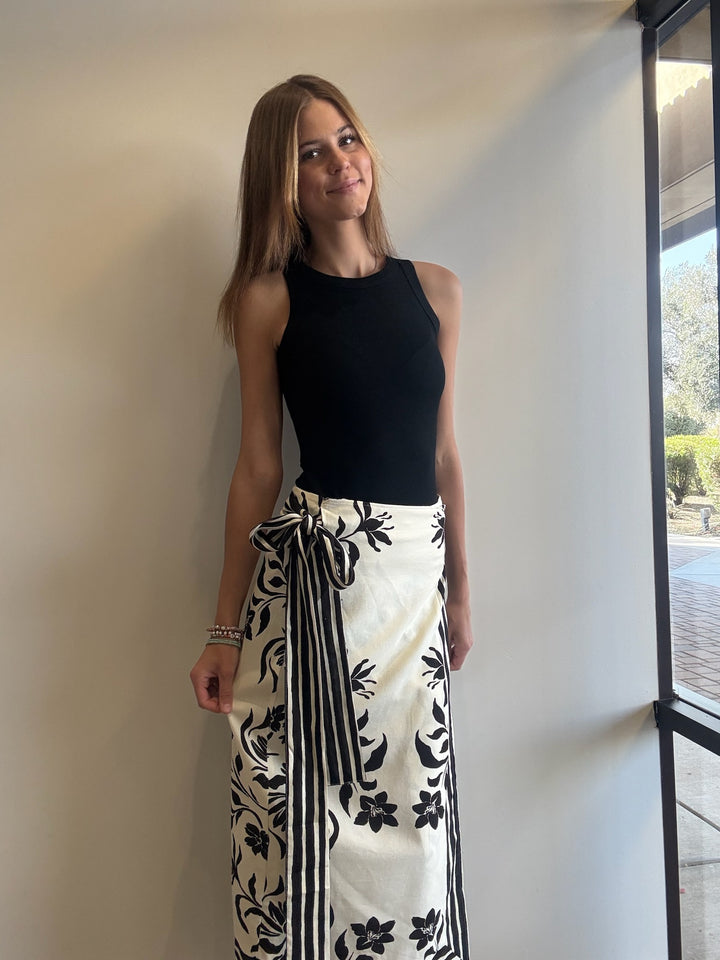 Kayde Floral Linen Wrap Skirt