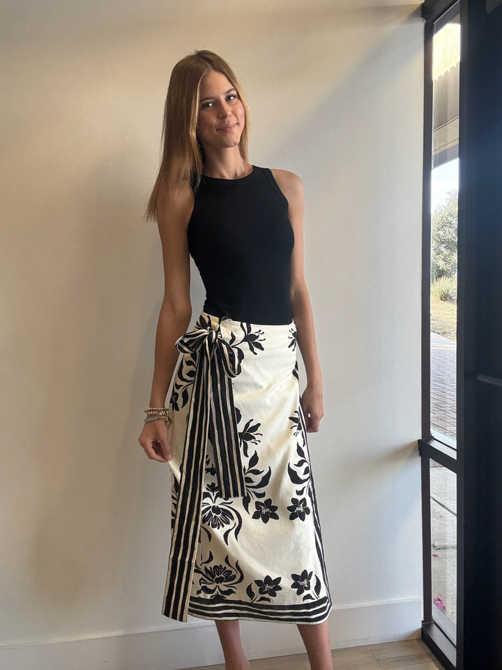 Kayde Floral Linen Wrap Skirt